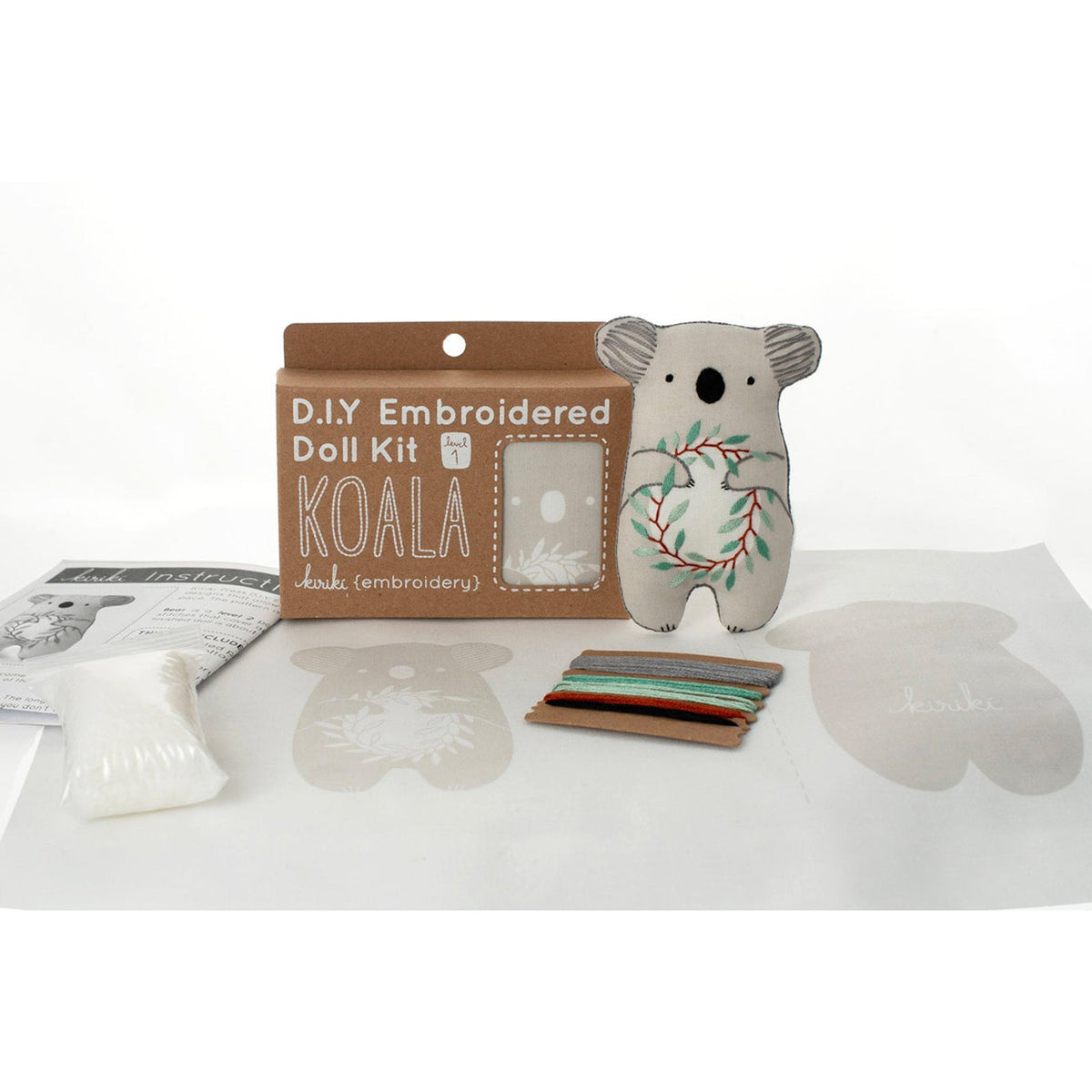 Hand Embroidered Plushie Doll Kit - Koala