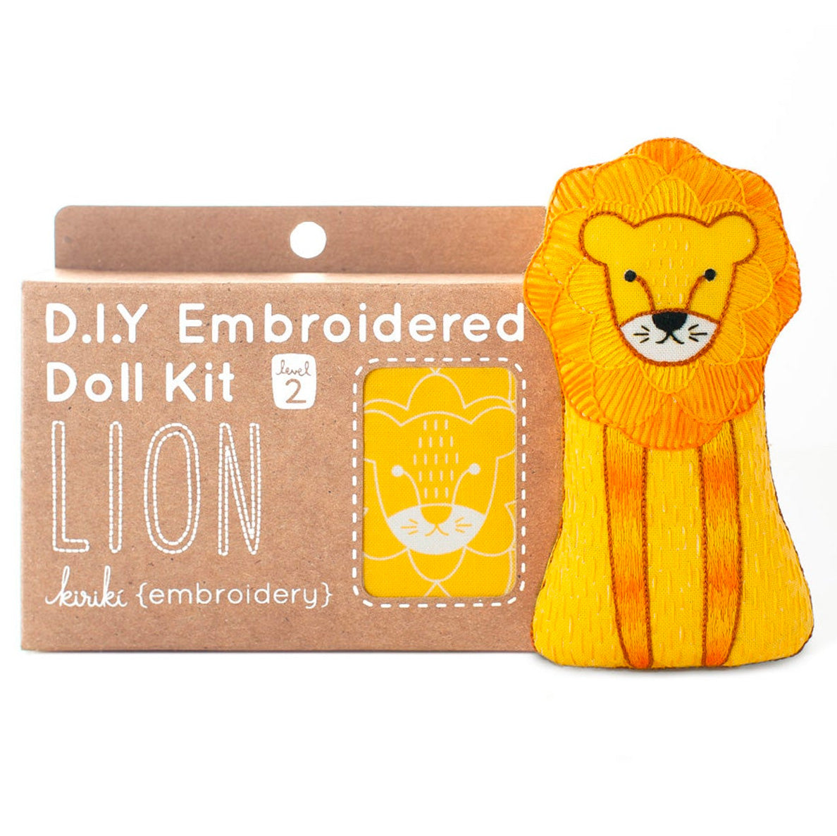 Hand Embroidered Plushie Doll Kit - Lion