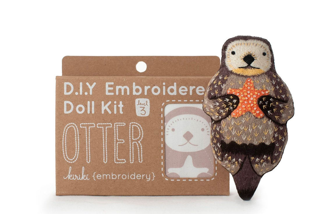 Hand Embroidered Plushie Doll Kit - Otter