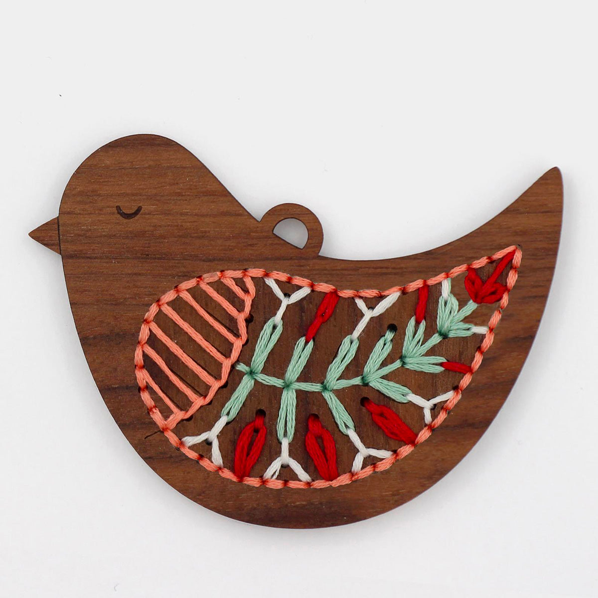 Hand Embroidered Wood Ornament Kit - Bird