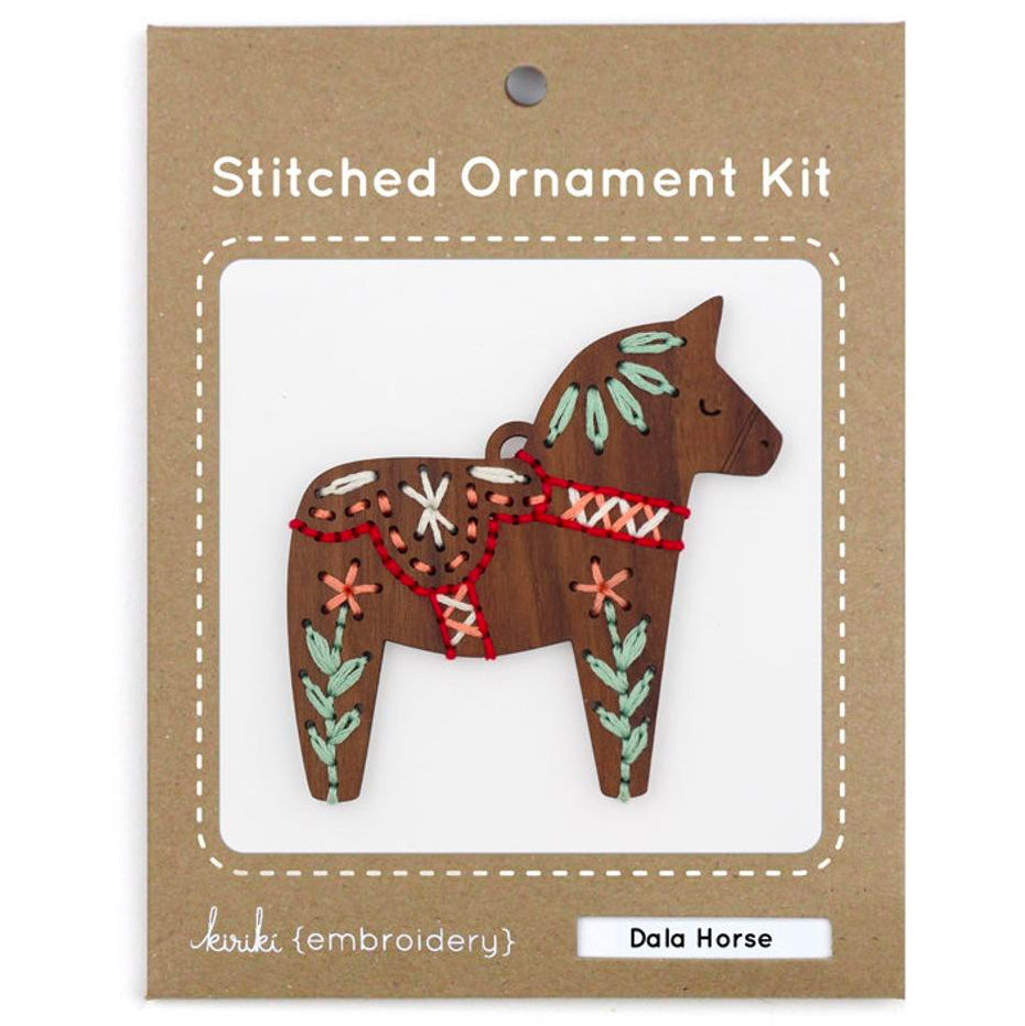 Hand Embroidered Wood Ornament Kit - Dala Horse