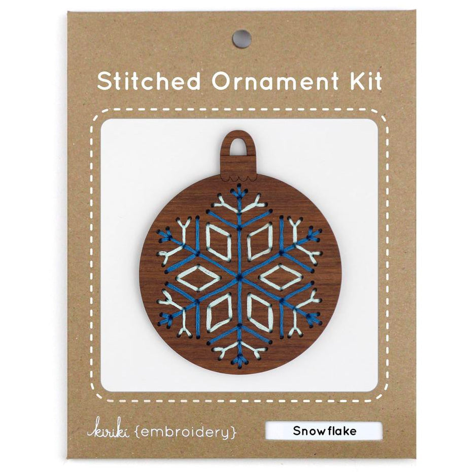 Hand Embroidered Wood Ornament Kit - Snowflake