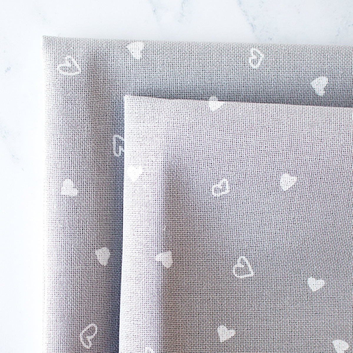 Gray Evenweave Fabric with White Hearts - 32 Count
