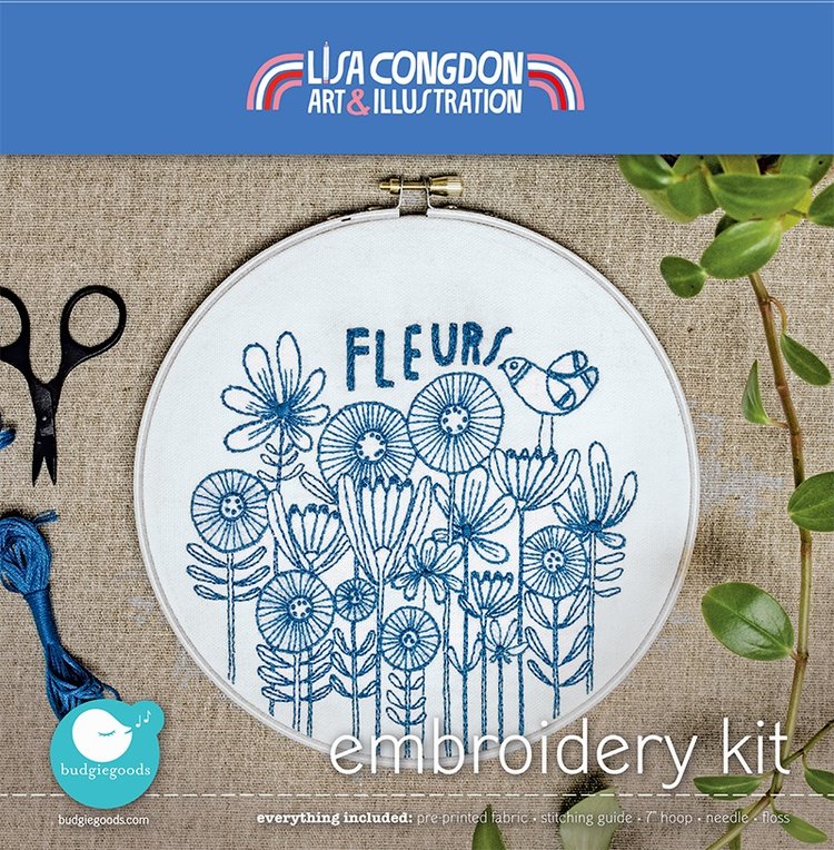 Lisa Congdon Hand Embroidery Kit - Fleurs - Stitched Modern