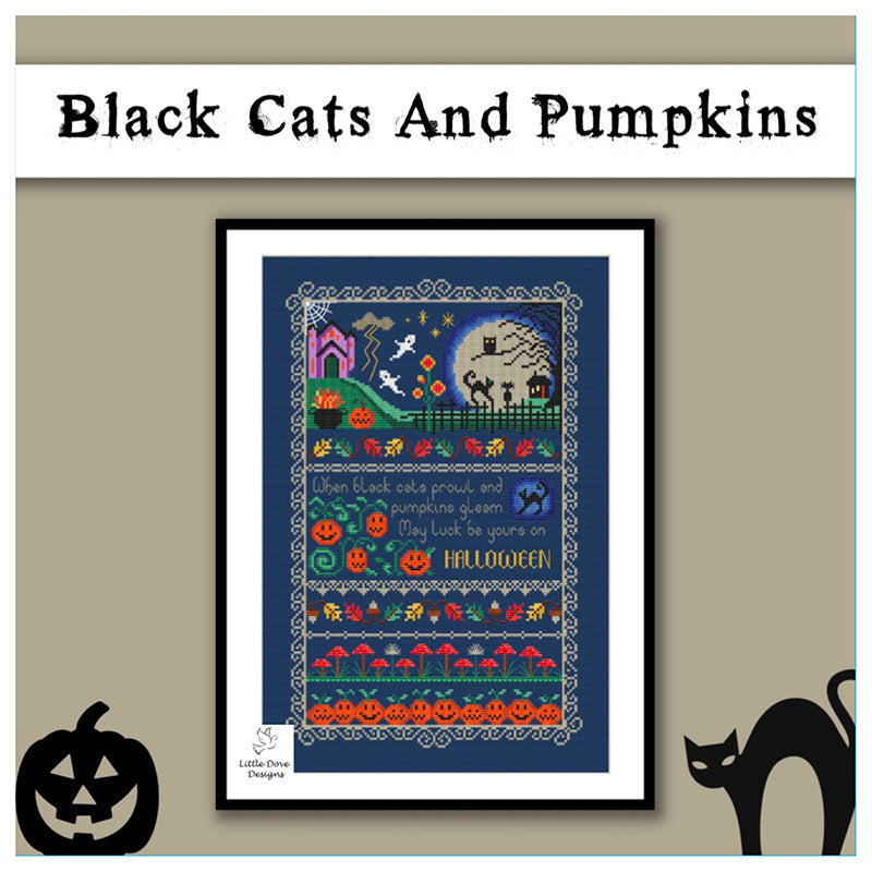 Black Cats and Pumpkins Cross Stitch Pattern