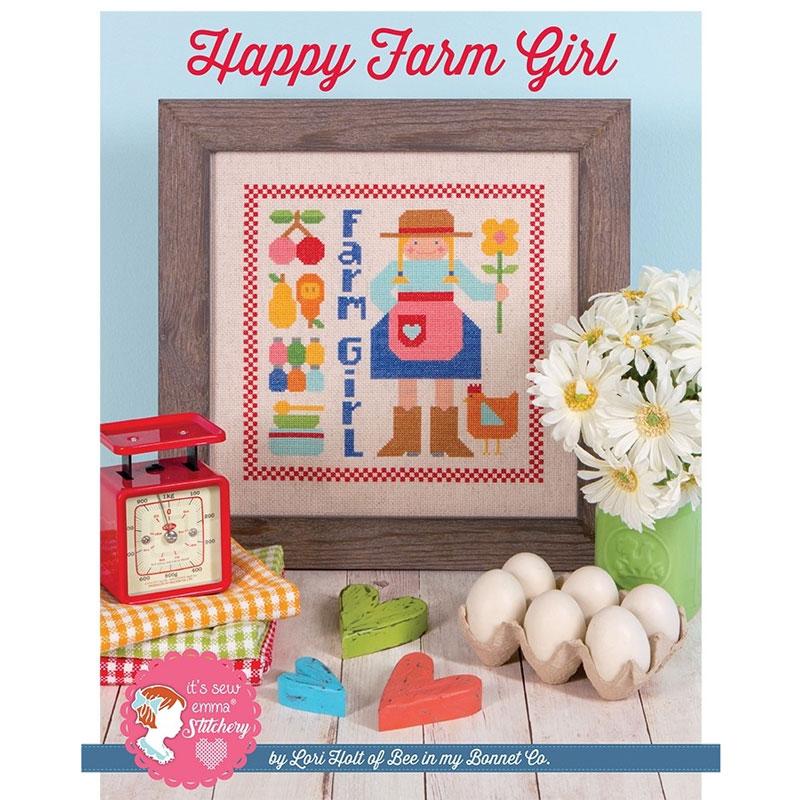 Happy Farm Girl Cross Stitch Pattern