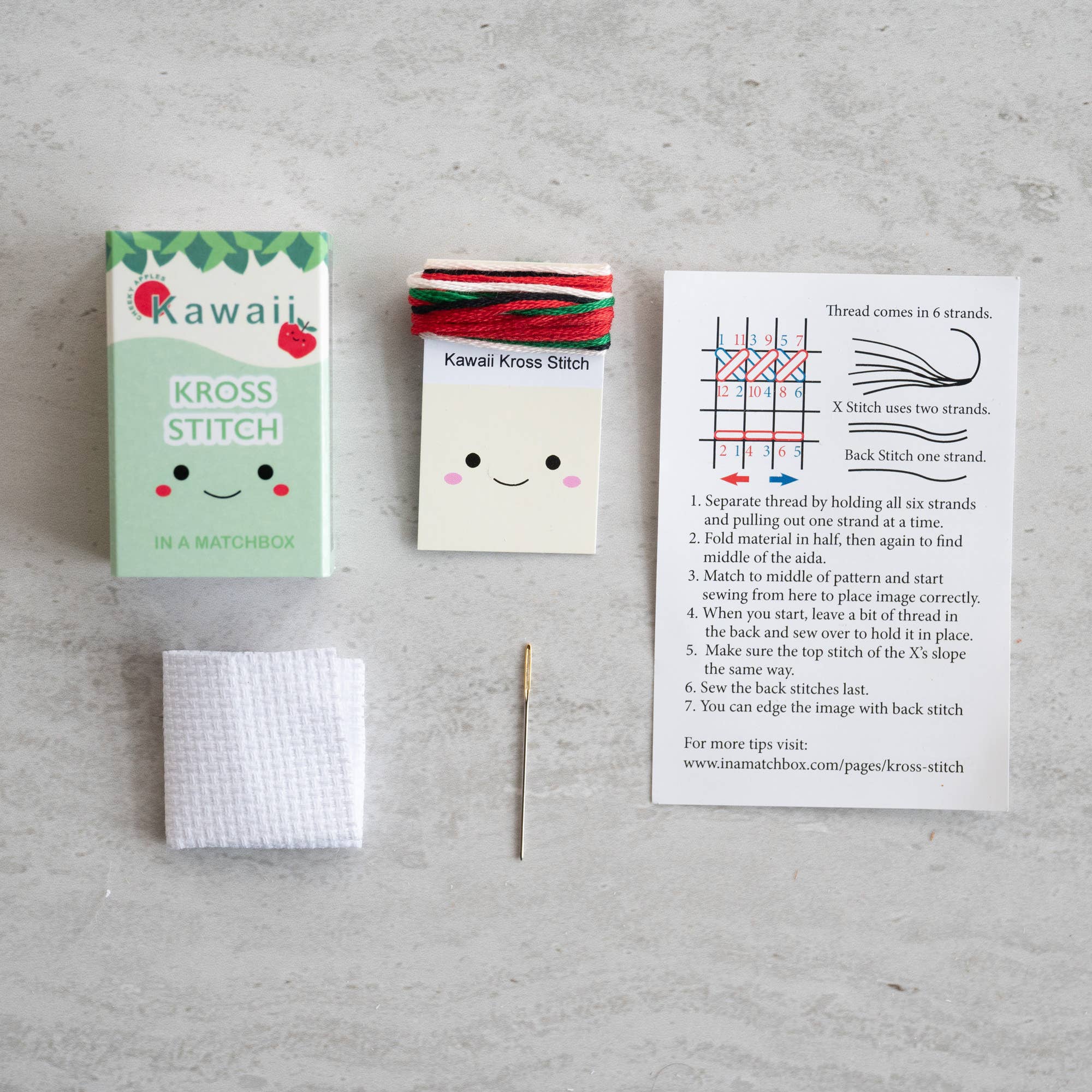 Kawaii Pear Cross Stitch Kit In A Matchbox – Brooklyn Craft Company