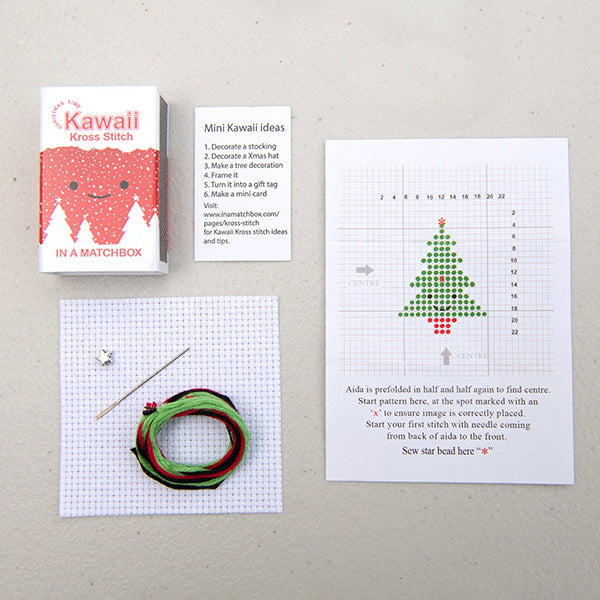 Mini Matchbox Cross Stitch Kit - Christmas Tree