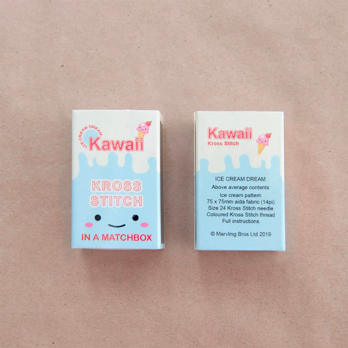 Mini Matchbox Cross Stitch Kit - Kawaii Ice Cream