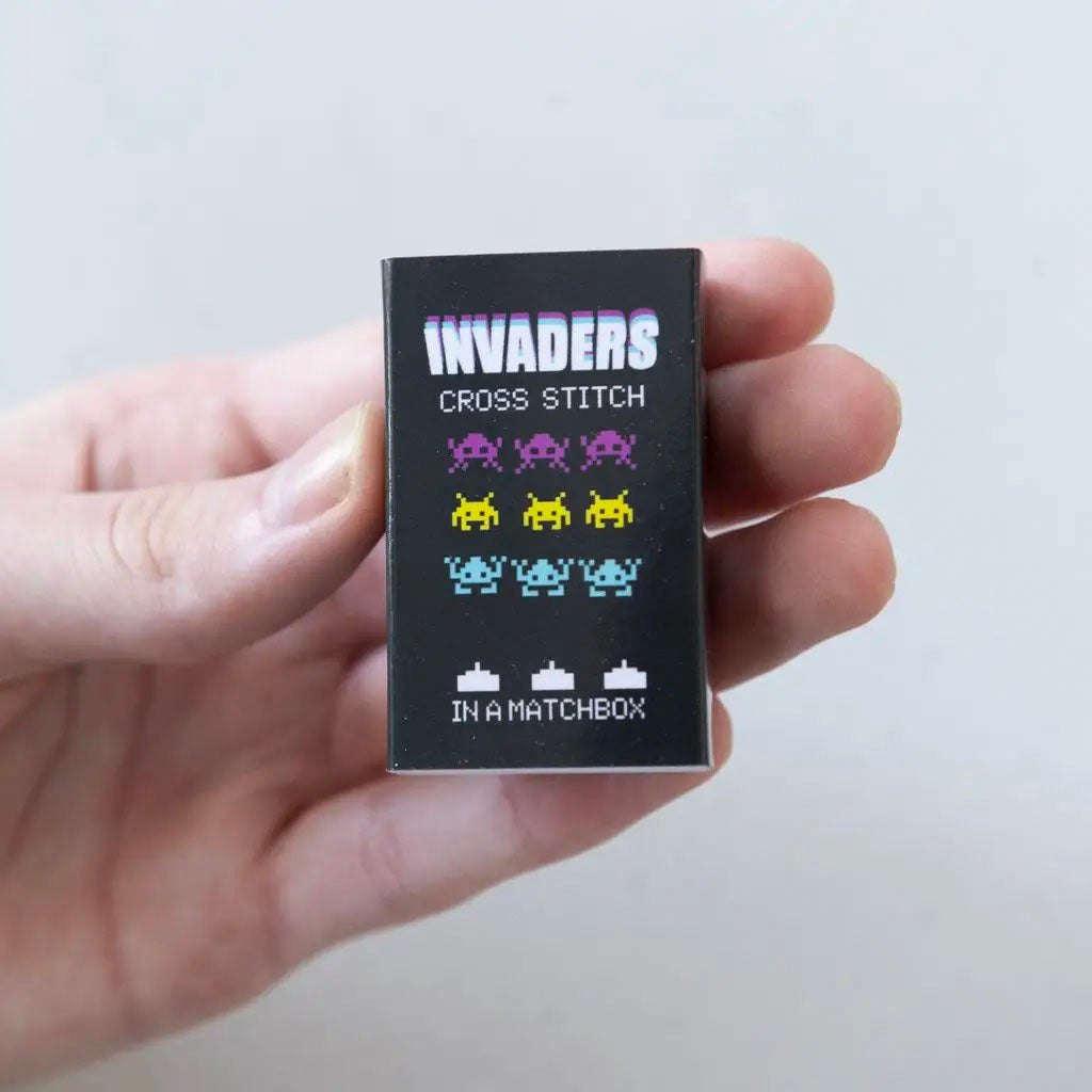 Mini Matchbox Cross Stitch Kit - Invaders