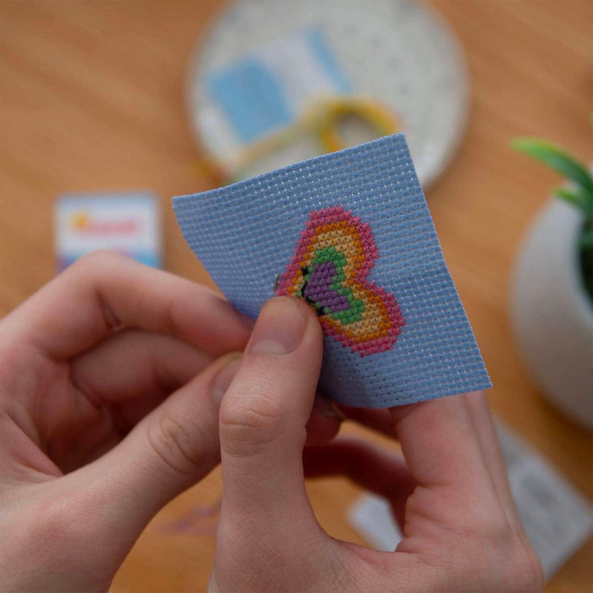 Mini Matchbox Cross Stitch Kit - Rainbow Heart