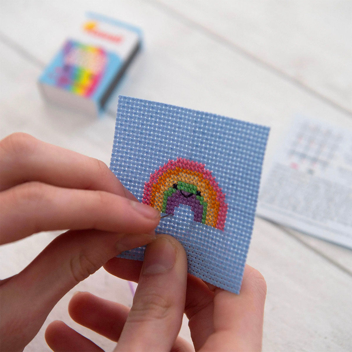 Mini Matchbox Cross Stitch Kit - Rainbow-Stitched Modern