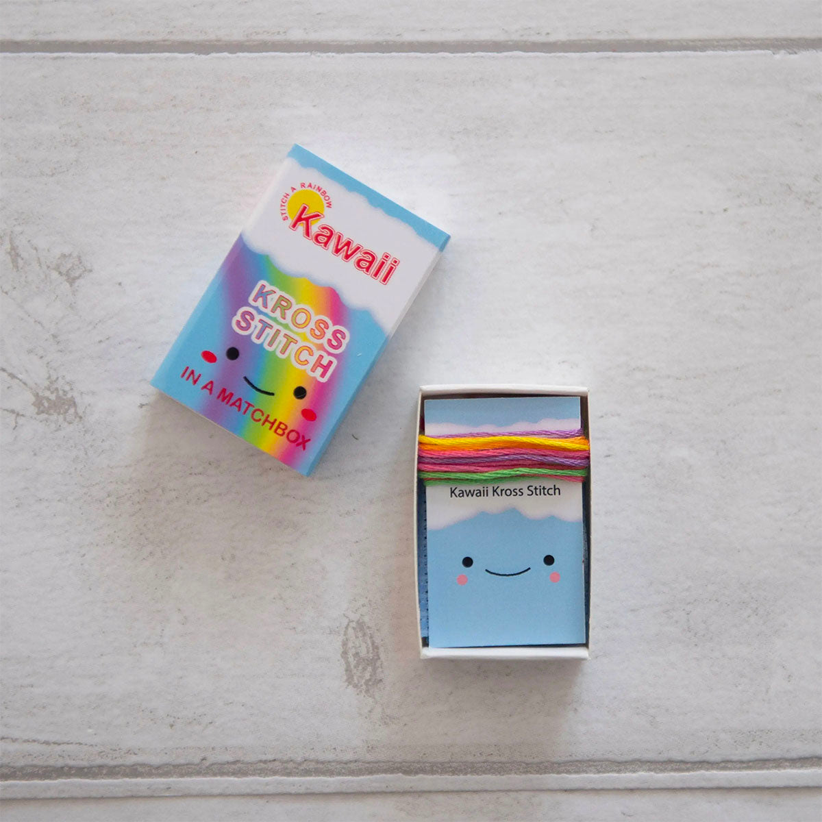 Mini Matchbox Cross Stitch Kit - Rainbow Cloud