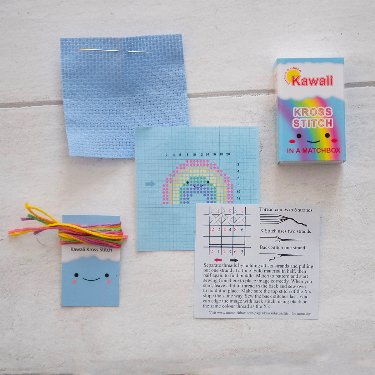 Mini Matchbox Cross Stitch Kit - Rainbow