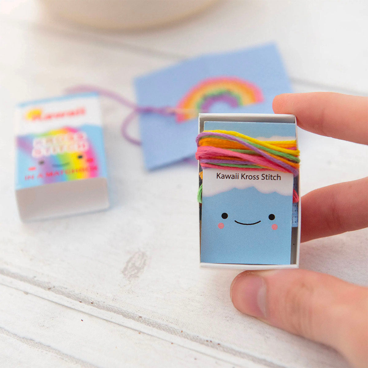 Mini Matchbox Cross Stitch Kit - Rainbow Heart