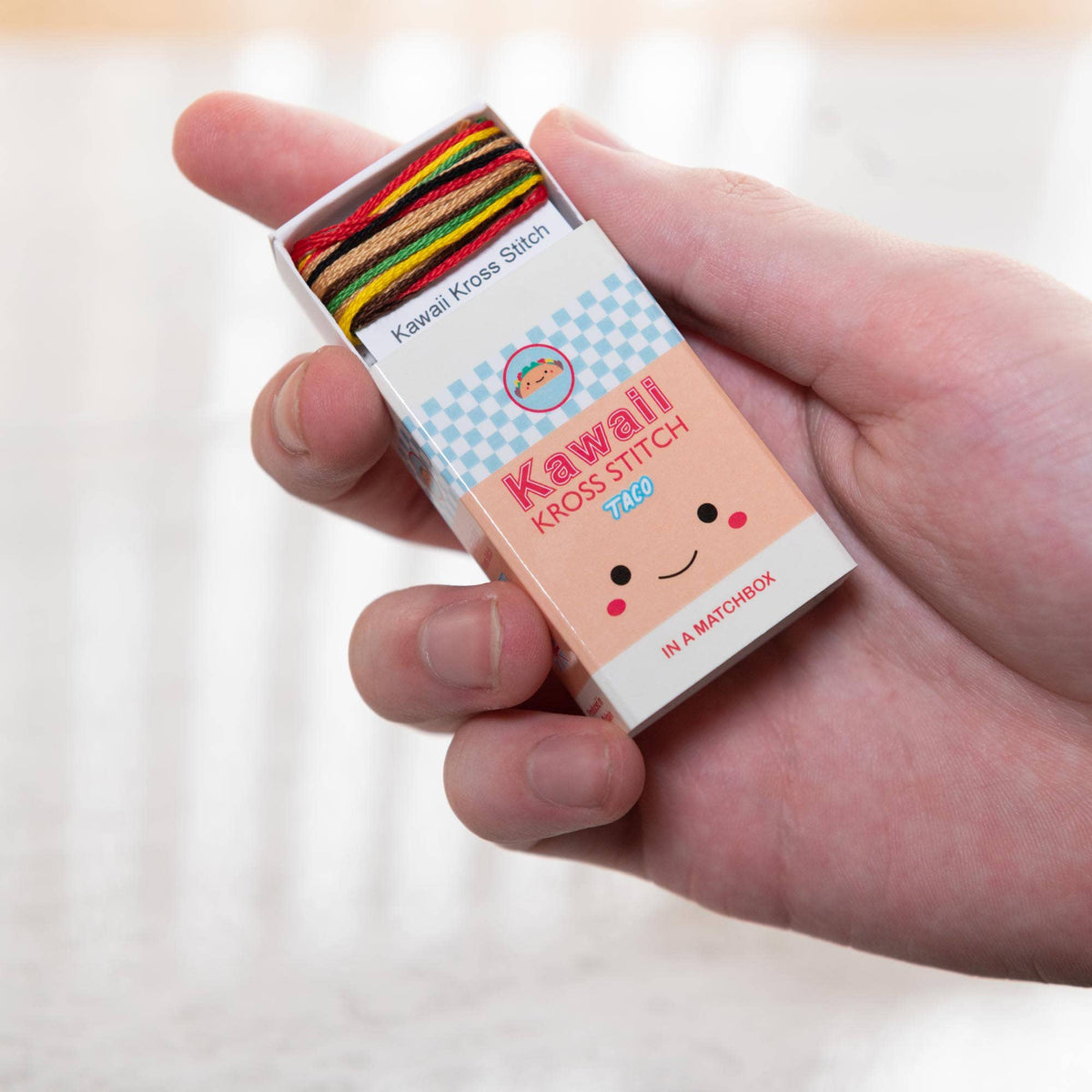 Kawaii Taco Mini Cross Stitch Kit in a Matchbox