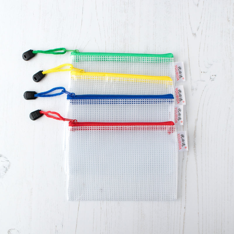 Mesh Zipper Project Bag Small Stitched Modern