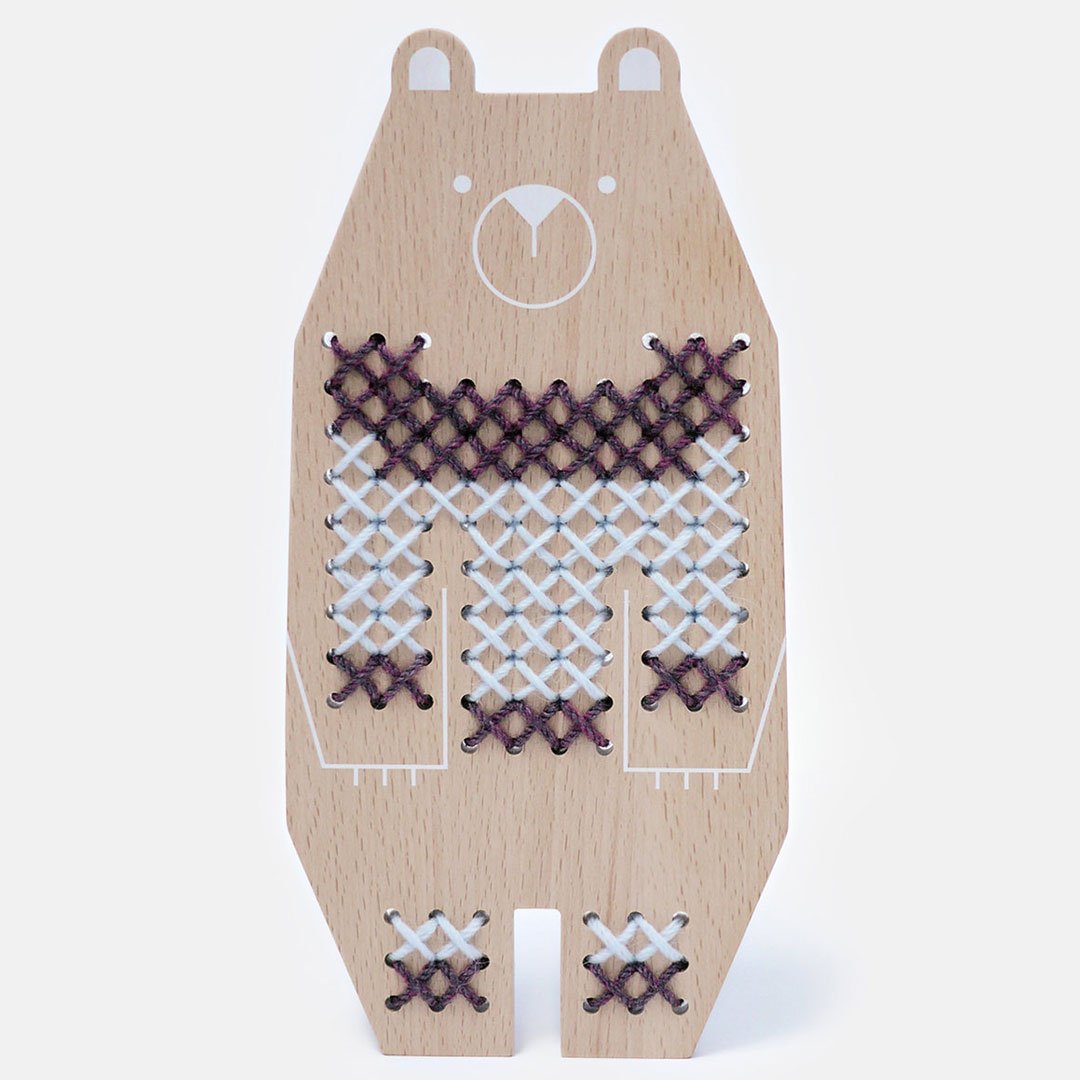 Moon Picnic Wood Cross Stitch Friends Kit - Bear