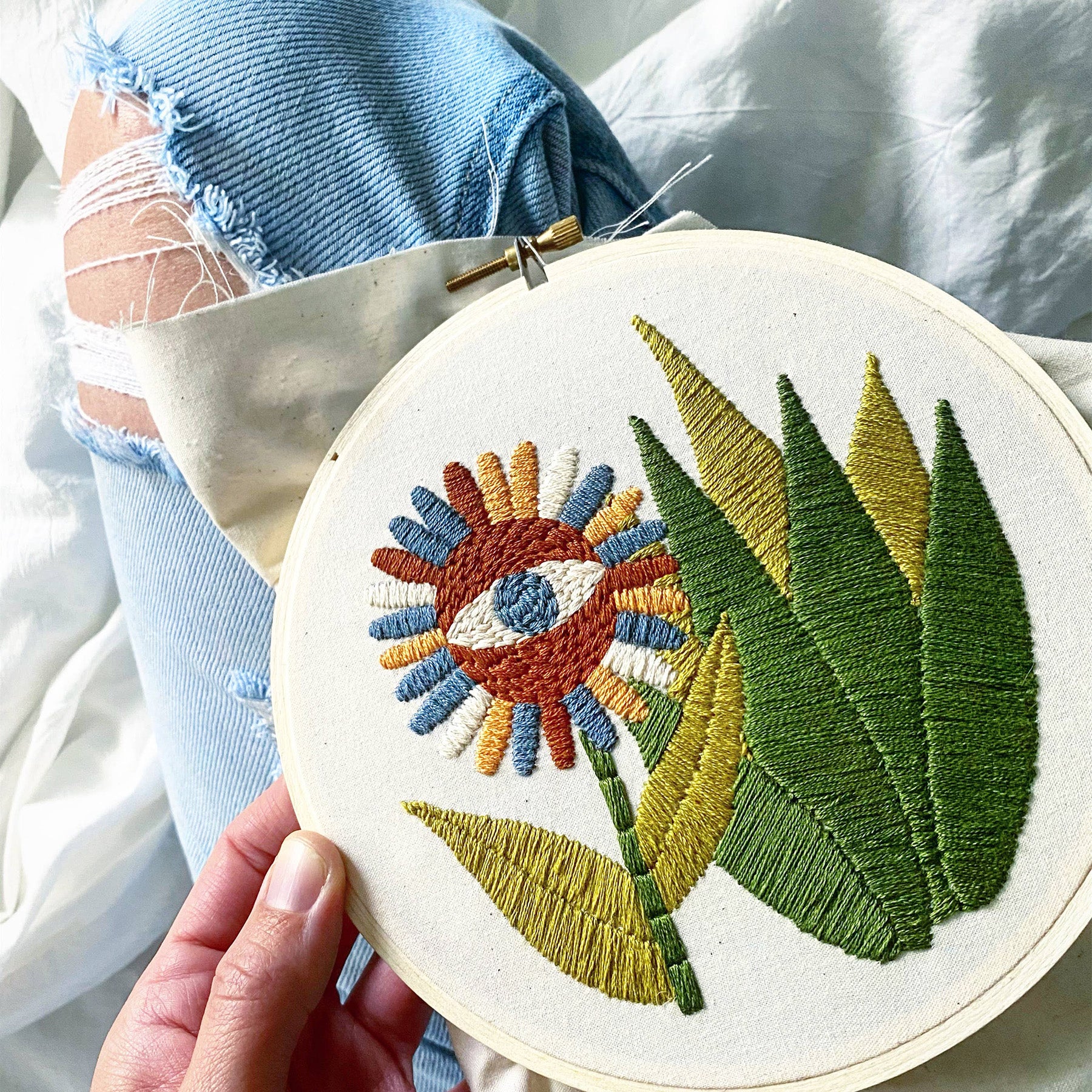 Hand embroidery kit for beginners Sunset