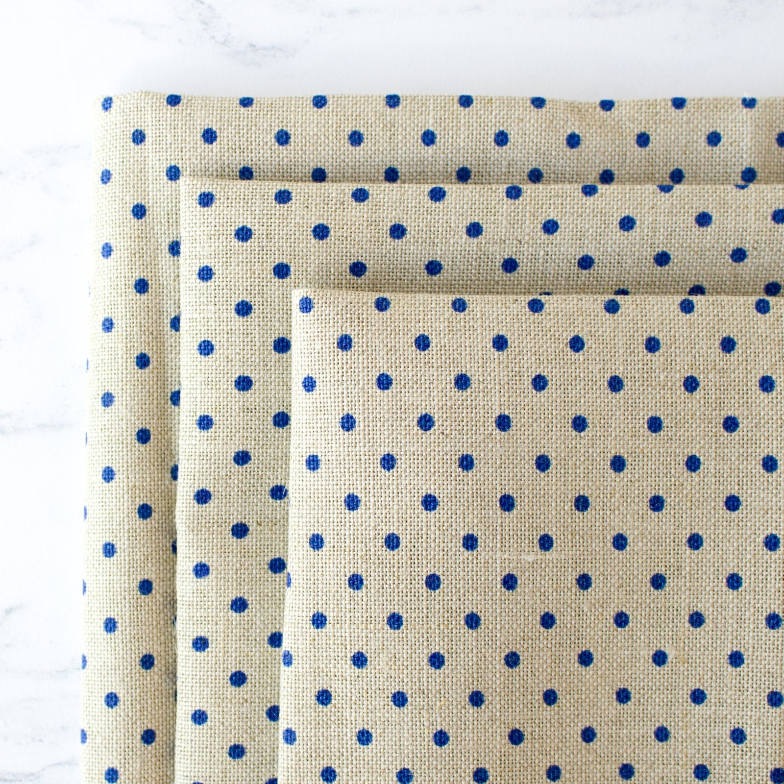 Natural Blue Polka Dot Linen Fabric 32 Count Stitched Modern Natural Blue Polka Dot Linen Fabric 32 Count Stitched Modern