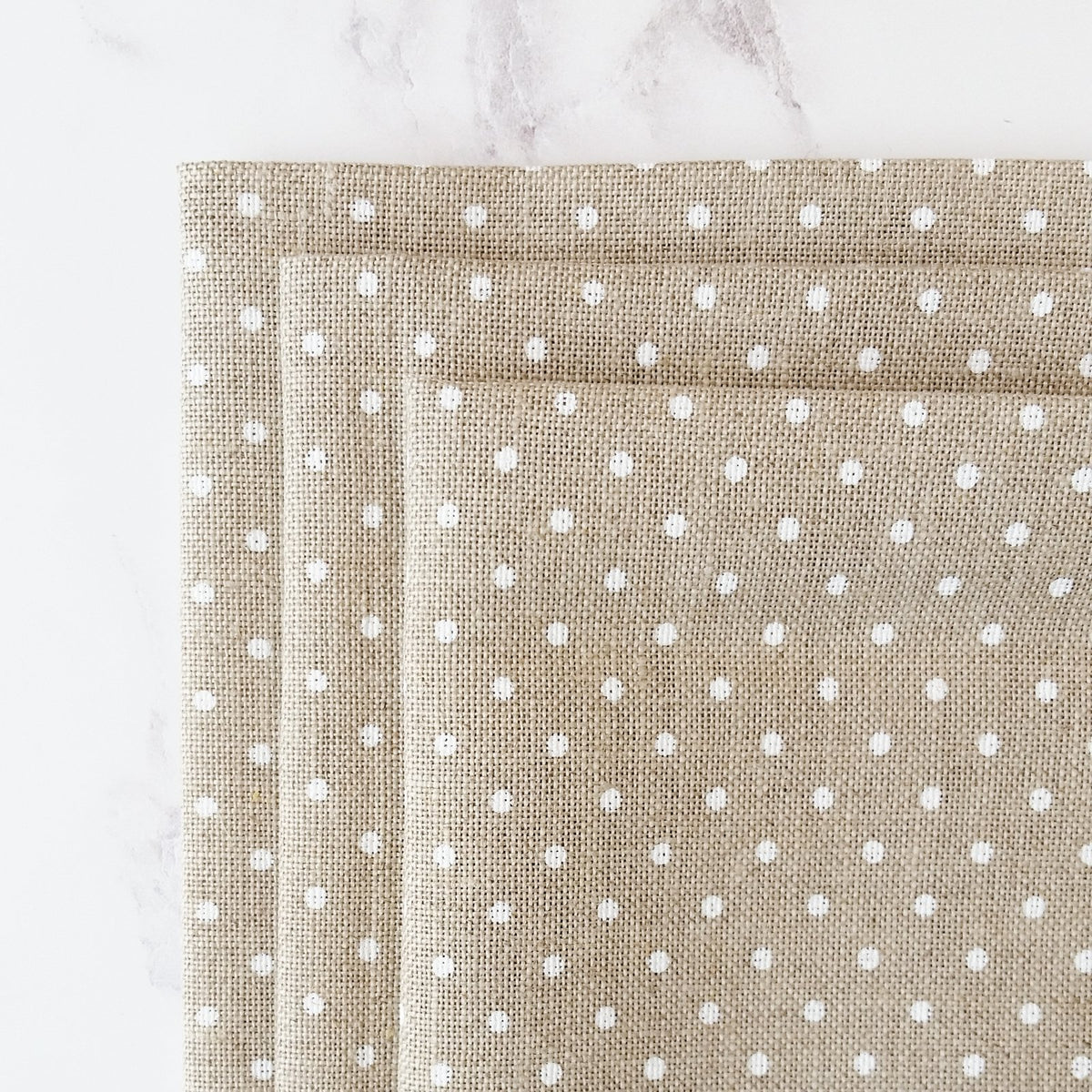 Natural and White Polka Dot Linen Fabric for Cross Stitch and Embroidery