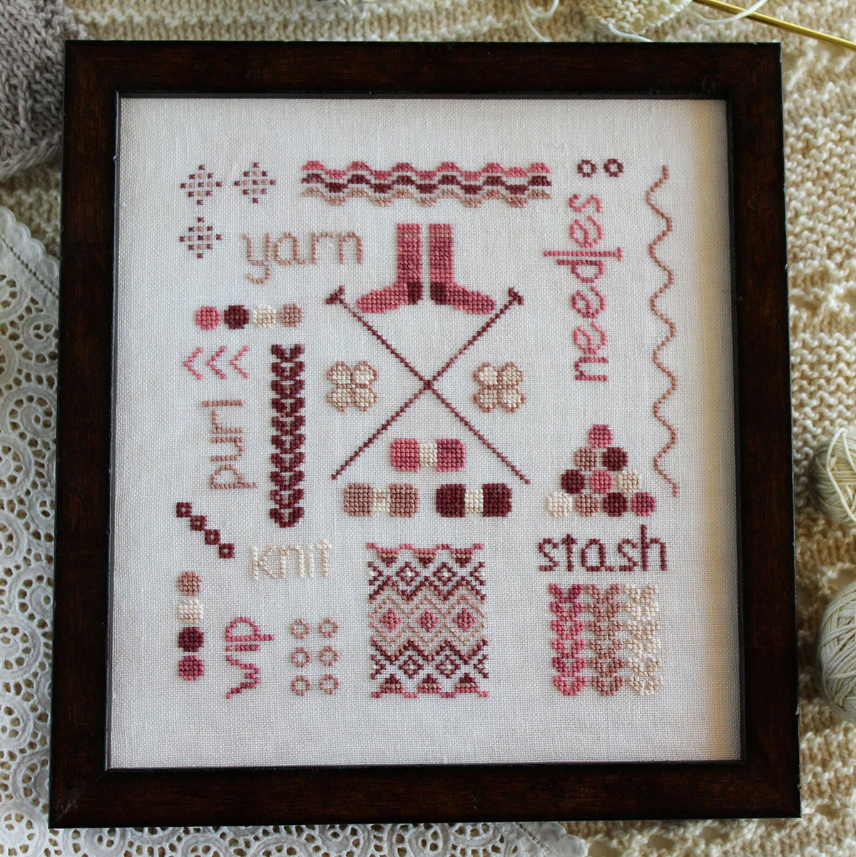 A Knitter&#39;s Sampler Cross Stitch Pattern