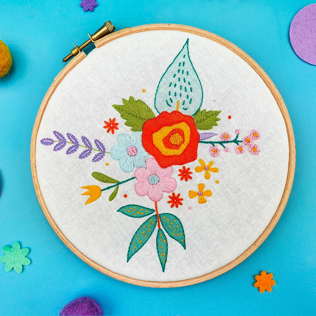 Flowers Hand Embroidery Kit - Stitched Modern