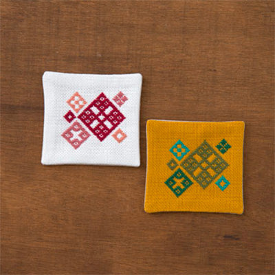 Kogin Embroidery Coaster Kit - Diamonds