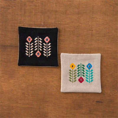 Kogin Embroidery Coaster Kit - Flowers