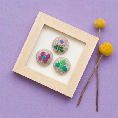Kogin Embroidery Covered Button Kit - Floral Set 3