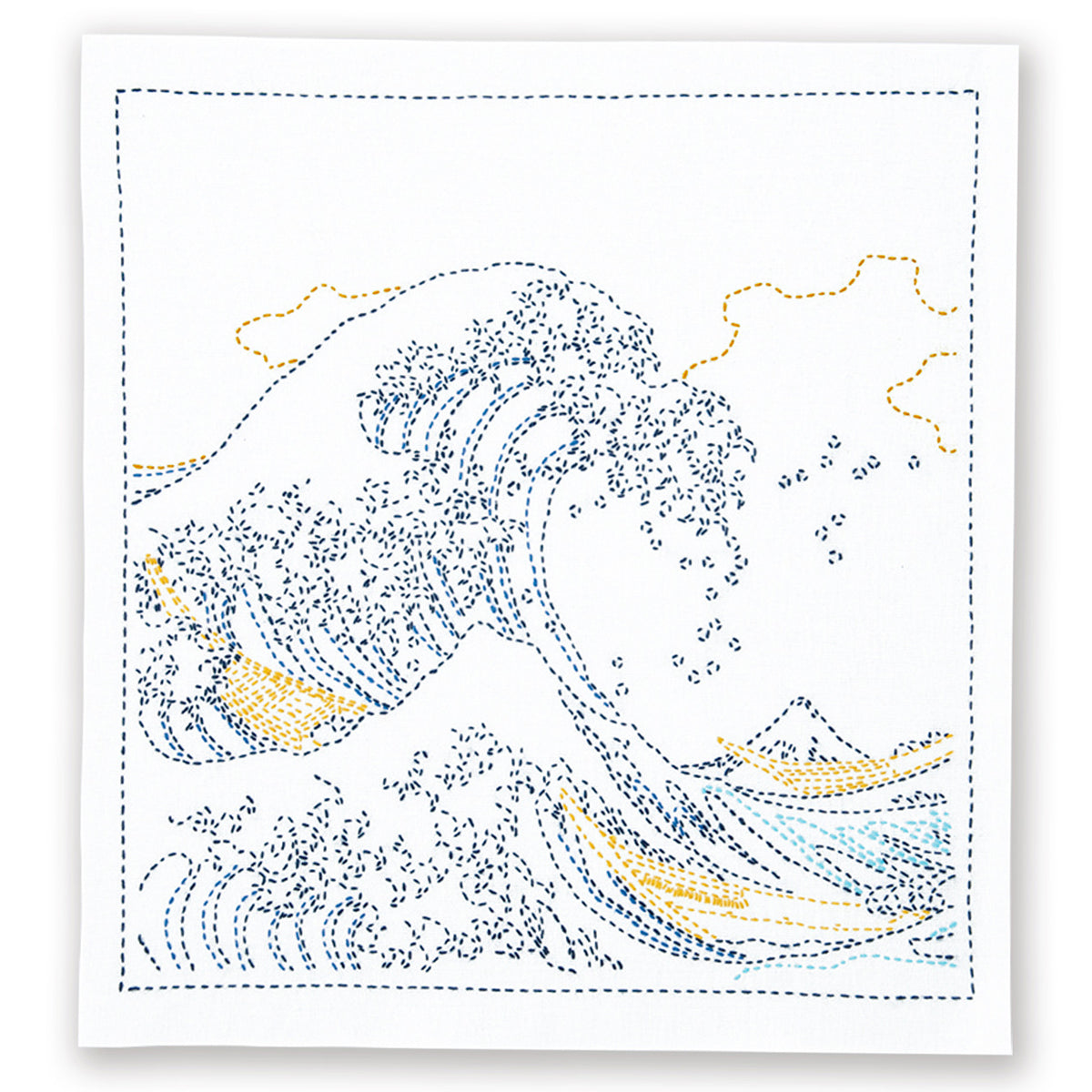 Views of Mt. Fuji Sashiko Embroidery Kit - Great Wave