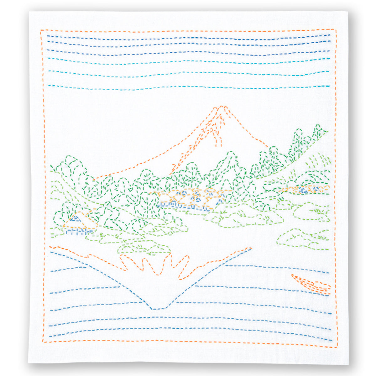Views of Mt. Fuji Sashiko Embroidery Kit - Upside Down Fuji