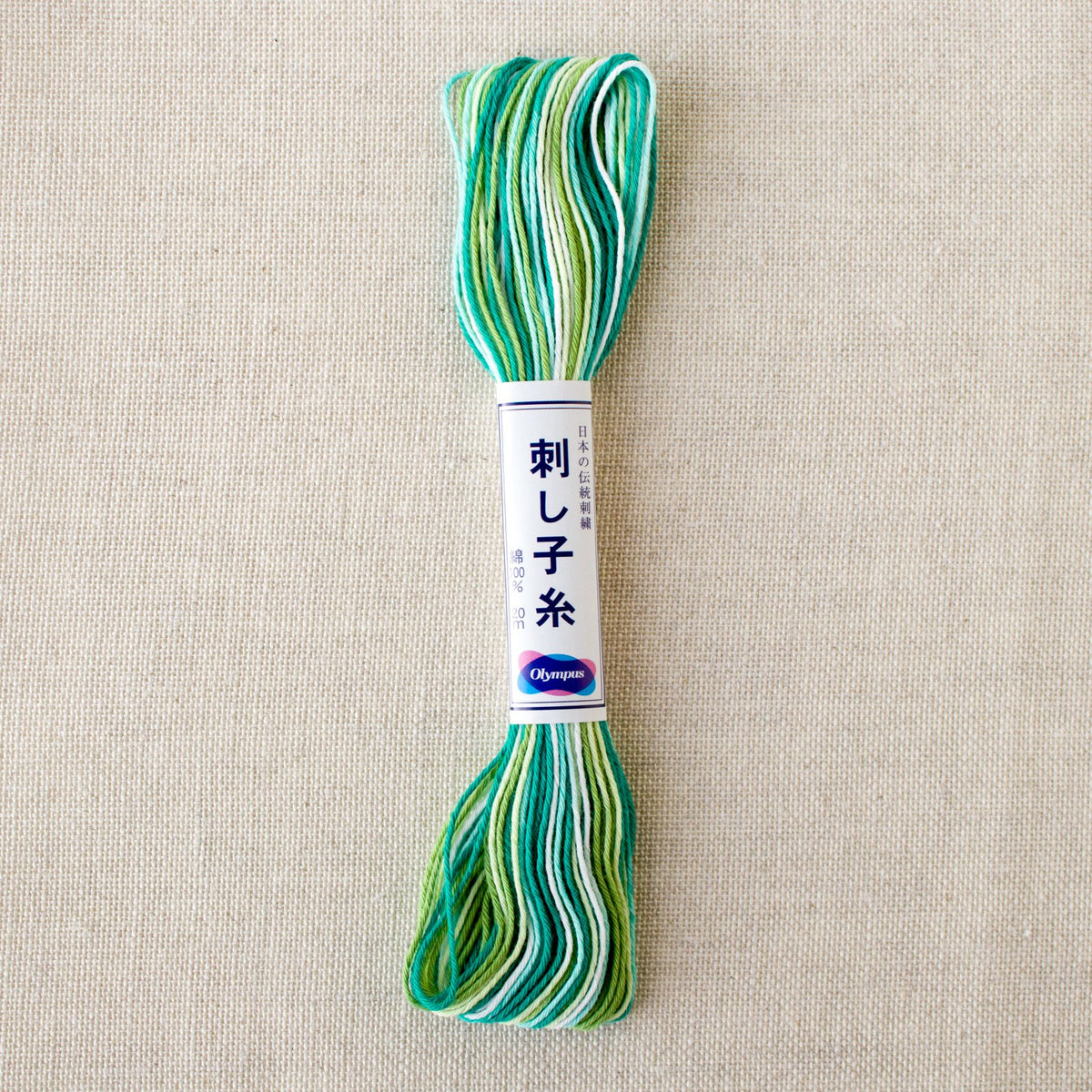 Sashiko Thread, Variegated Short-pitch 100 Meter Skein, Blue/Green