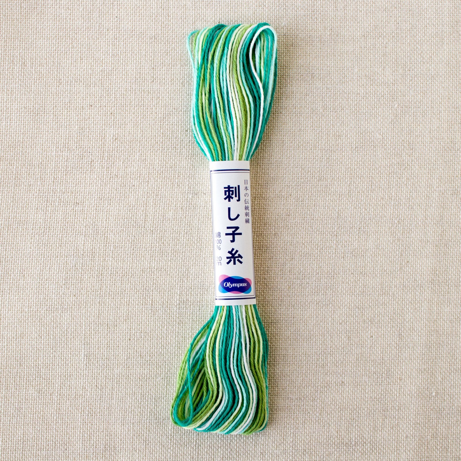 Japanese Sashiko Thread - Variegated Green White (#51)-Stitched Modern