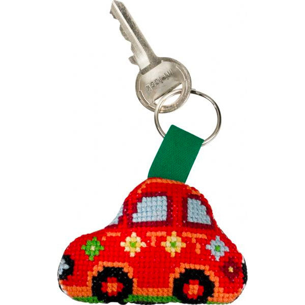 Cross Stitch Key Ring Mini Kit - Retro Vehicles