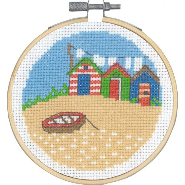 Mini Seaside Cross Stitch Kit - Three Bathhouses