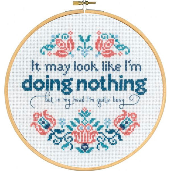 Doing Nothing Cross Stitch Quote Kit-Stitched Modern