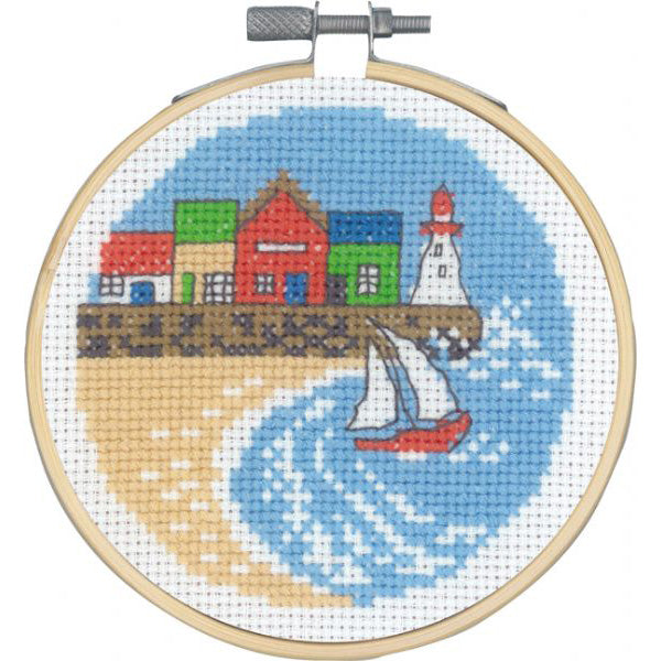 Mini Seaside Cross Stitch Kit - Houses on the Harbor