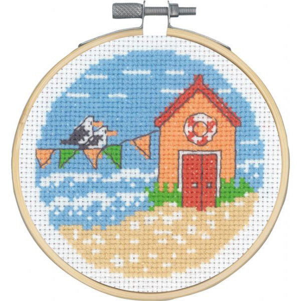Mini Seaside Cross Stitch Kit - Pennant and Seagulls