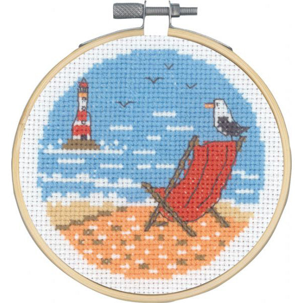 Mini Seaside Cross Stitch Kit - Sun Lounger