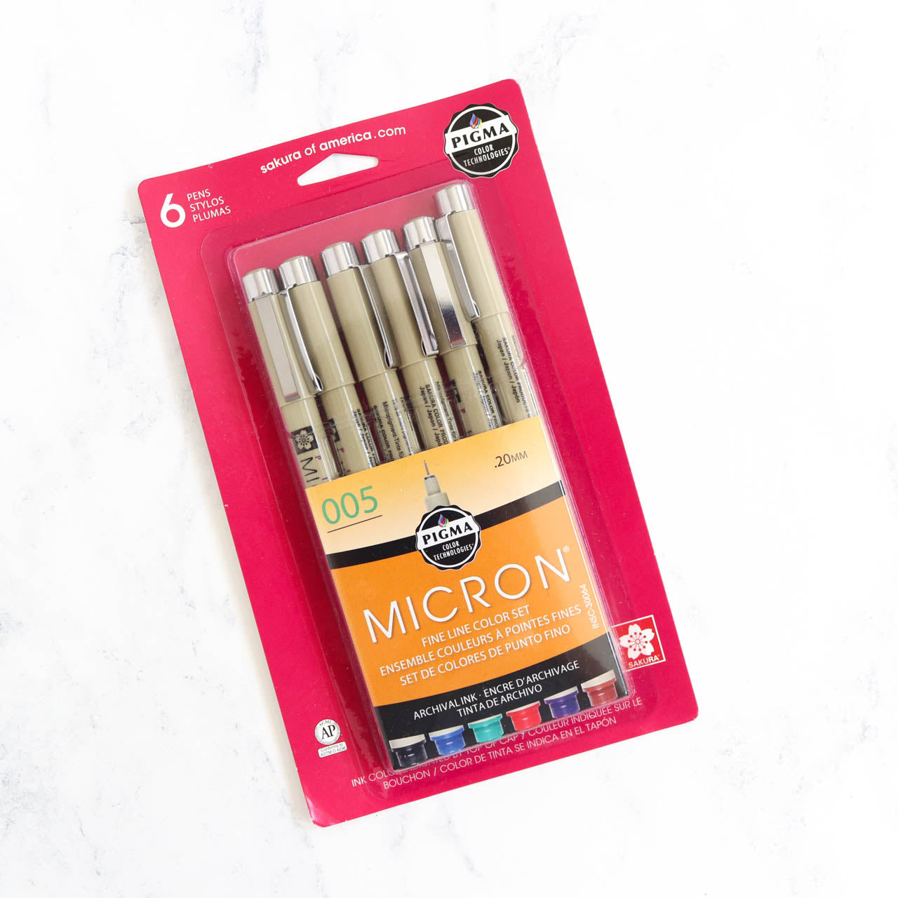 Micron Permanent Marking Pens - Thin Tip Multi Colors - Stitched