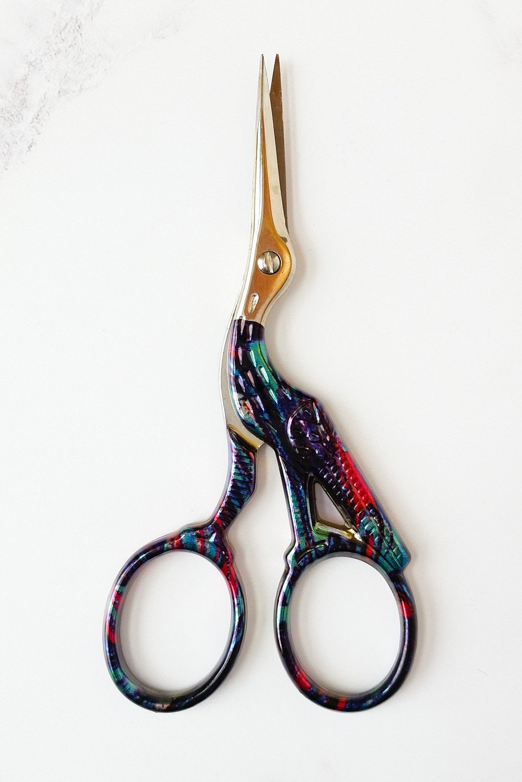 Vintage Stork Craft Scissors, Small Colourful Embroidery Scissors