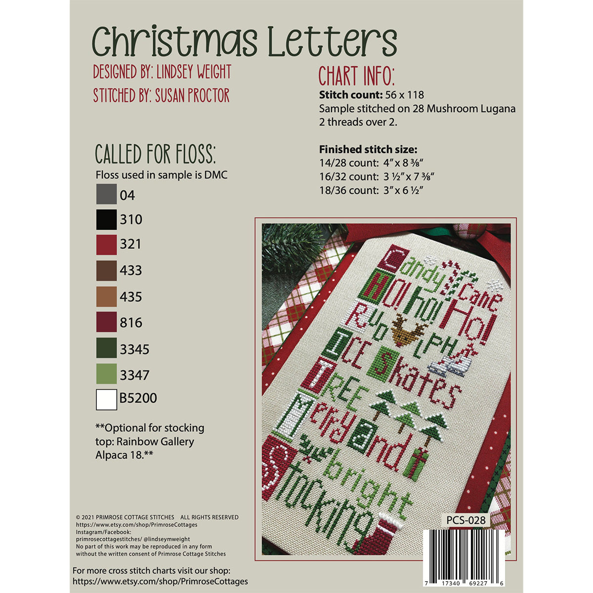 Christmas Letters Cross Stitch Pattern