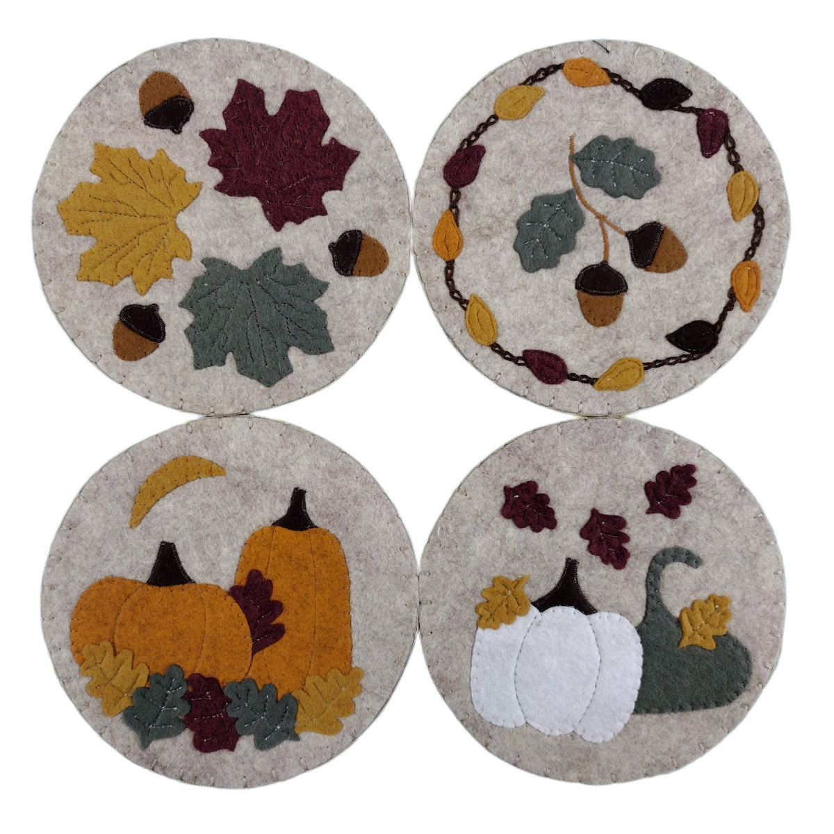 Autumn Coasters Wool Felt Appliqué Kit