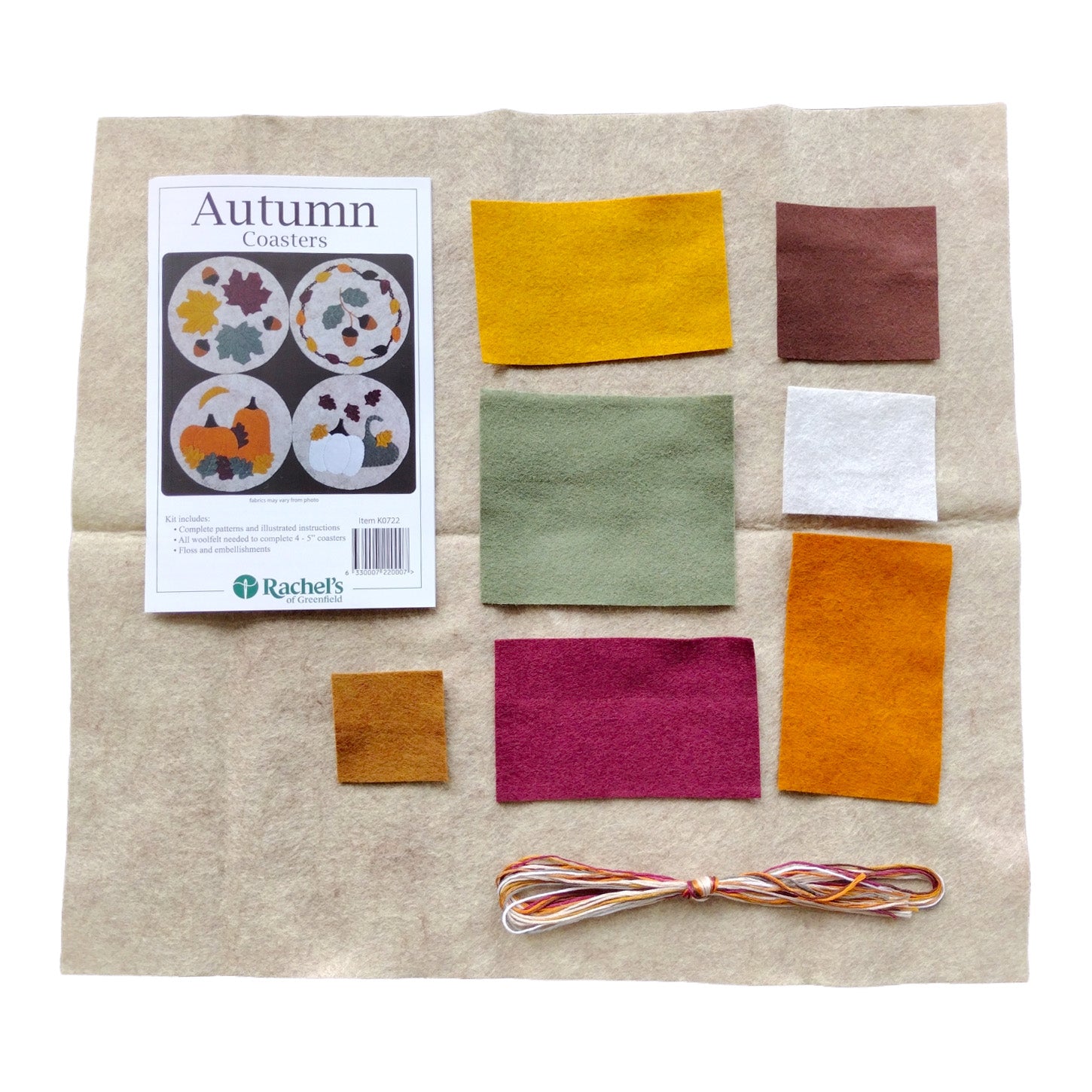 Autumn Coasters Wool Felt Appliqué Kit - Stitched Modern