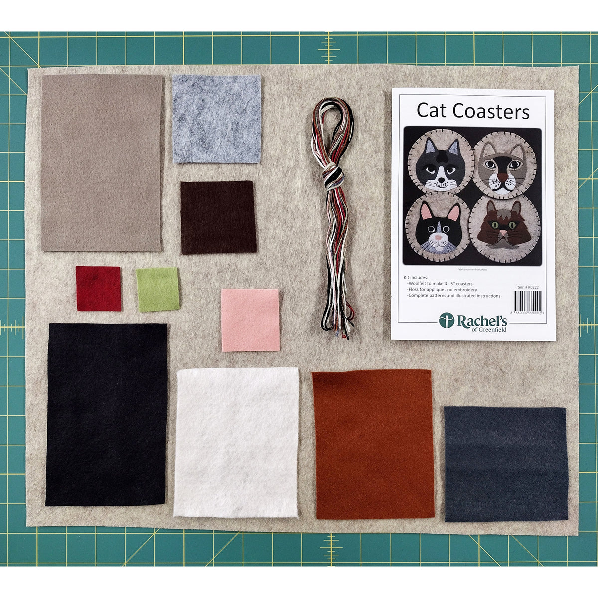 Cat Coaster Wool Felt Appliqué Kit