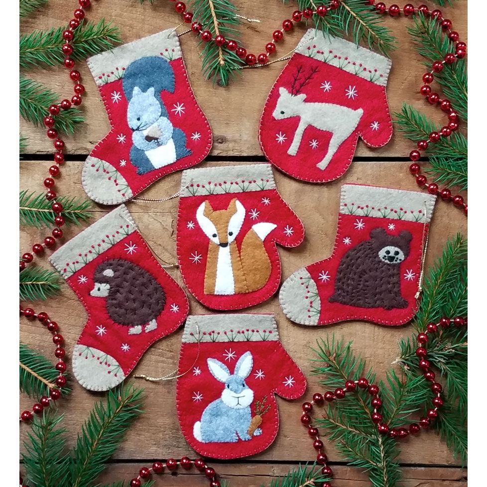 Wool Felt Ornament Appliqué Kit - Christmas Critters