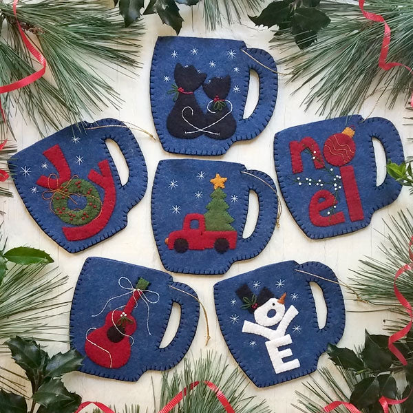 Merry Mugs Ornament Wool Felt Appliqué Kit