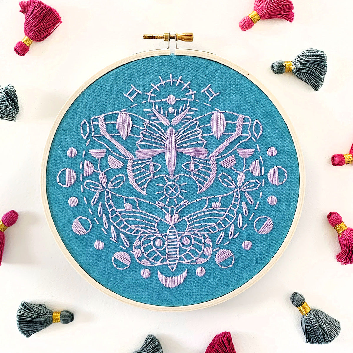 Gemini Moths Hand Embroidery Kit