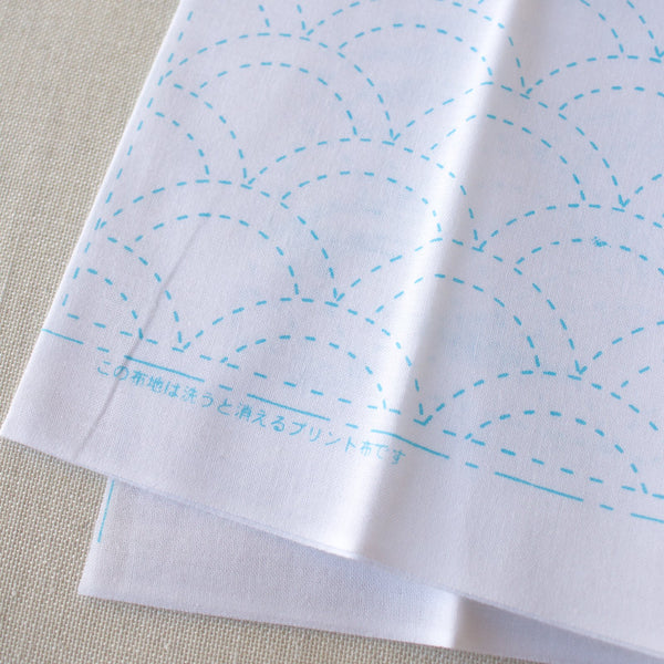 Japanese Sashiko White Sampler Cloth - Waves - Stitched Modern